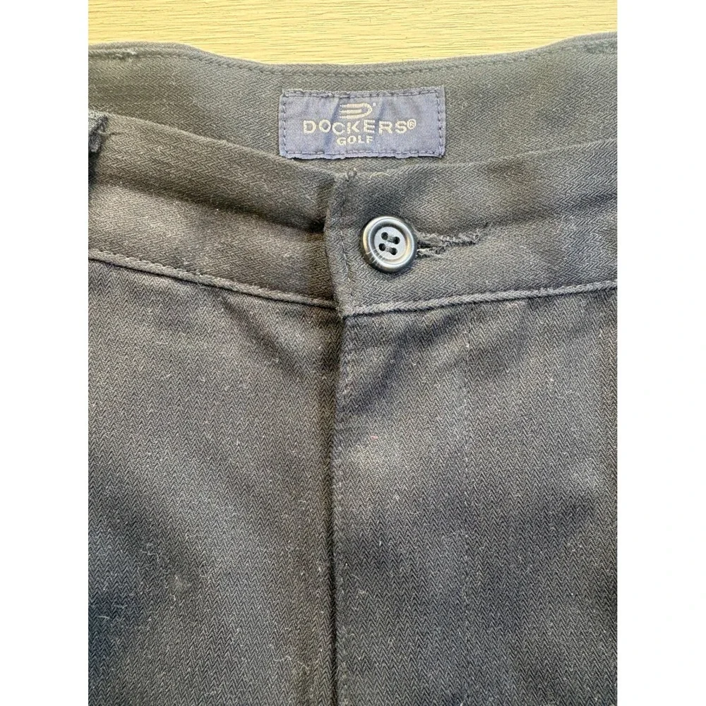 VTG 90s Dockers Golf Shorts Mens 33 Cadet Black Twill Pleated Quiet Money Dad